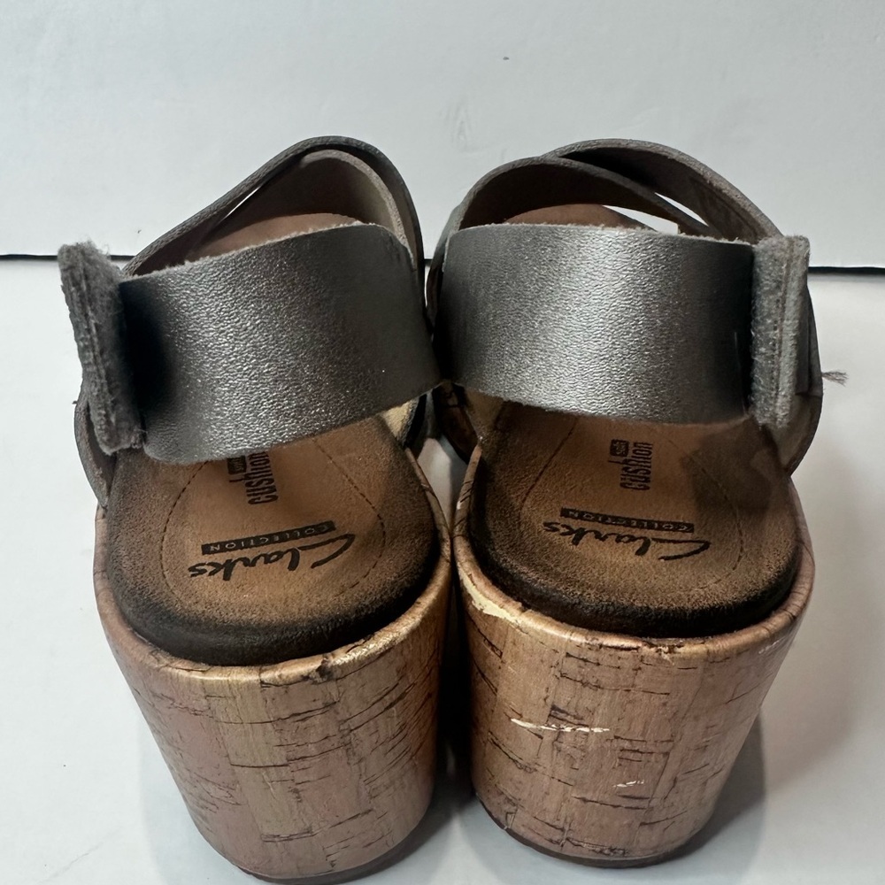 Clarks Women's Metallic Wedge Sandals - Picture 8 of 9